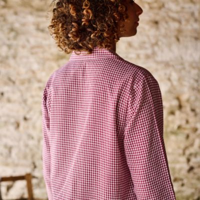 Gingham Ruffle Cotton Pajama Set