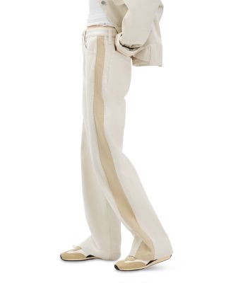 Logan High Rise Spliced Wide Leg Jeans in Twostone