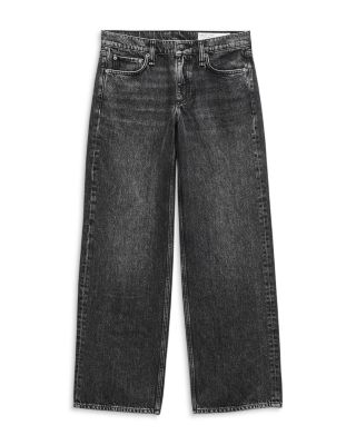 Saige Mid Rise Relaxed Leg Jeans in Charcoal