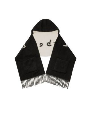  Logo Alpaca Wool Blend Hooded Scarf