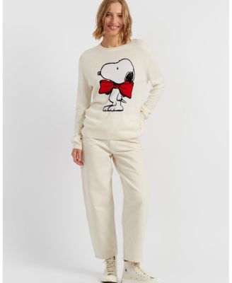 Women's Wool Cashmere Bow Tie Snoopy Sweater