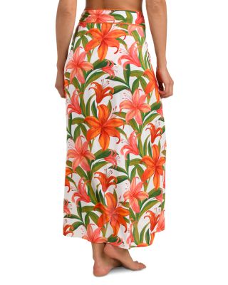 Jungle Blossoms Tie Wrap Skirt Swim Cover-Up