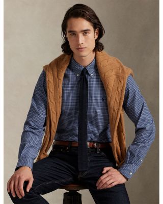 Classic Fit Checked Stretch Poplin Shirt