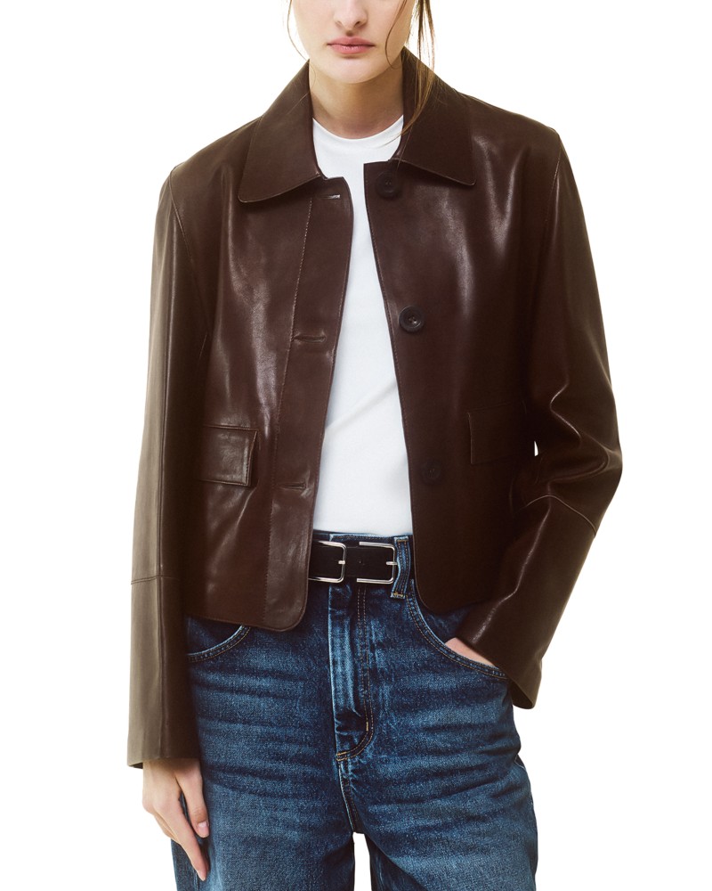 Arma Fem Vintage Leather Jacket in Mud Brown