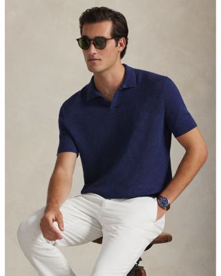 Textured Stretch Linen Blend Polo