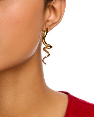 18K Yellow Gold Designer Gold Spiral Drop Earrings