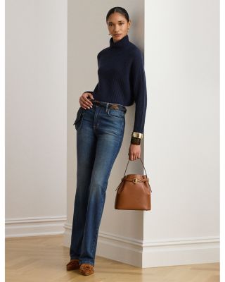 Wool Cashmere Cropped Mockneck Sweater