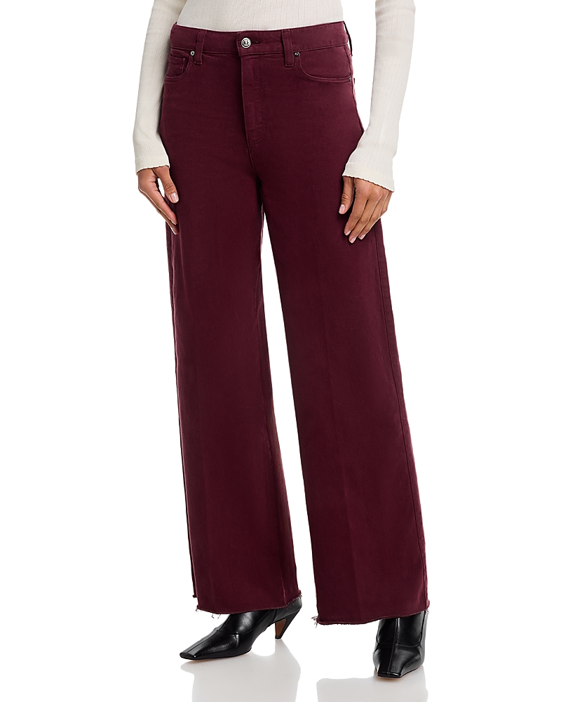 Paige Anessa High Rise Raw Hem Jeans In Vintage Dark Oxblood In Burgundy