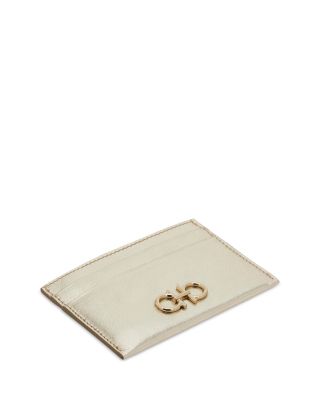 Gancini Metallic Leather Card Holder