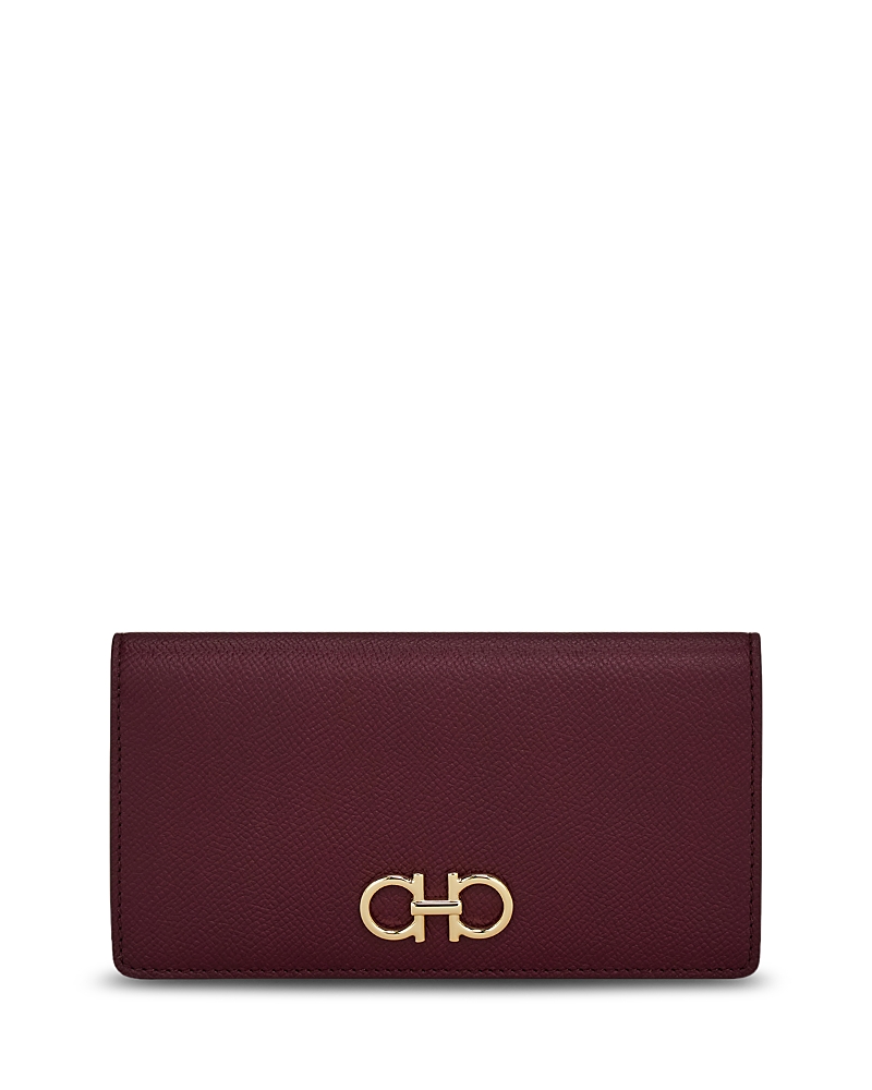 Ferragamo Gancini Leather Continental Wallet In Purple
