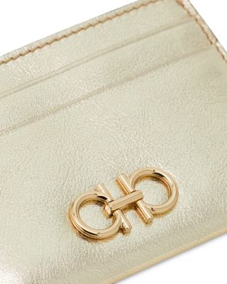 Gancini Metallic Leather Card Holder