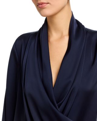 Long Sleeved Wrap Bodice Blouse 