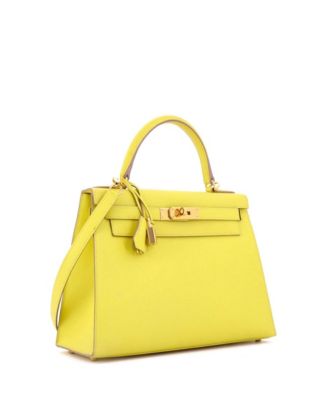Kelly 28 Handbag Yellow Epsom with Gold Hardware