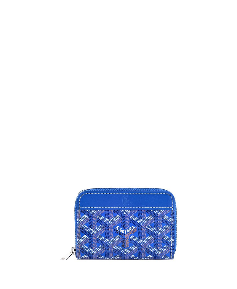 Pre-owned Pre-owned Goyard Goyard Mini Matignon Zip Wallet Coated Canvas With Leather In Blue