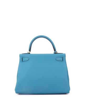 Kelly 28 Handbag Blue Togo with Gold Hardware
