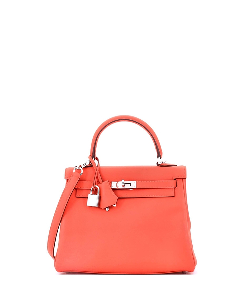 Click to view more detailed imagery on our partner's website Pre-owned Pre-owned Hermes Hermes Kelly 25 Handbag Orange Swift With Palladium Hardware