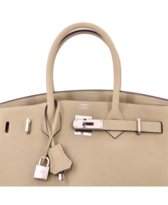 Birkin 30 Handbag Light Clemence with Palladium Hardware