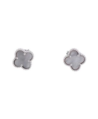  Sweet Alhambra Stud Earrings 18K White Gold and Mother of Pearl
