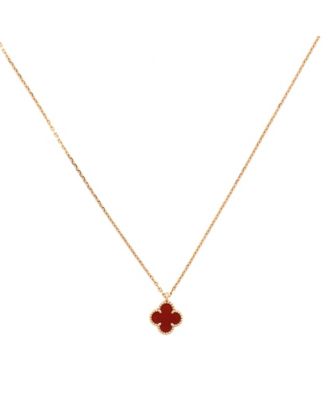  Sweet Alhambra Pendant Necklace 18K Rose Gold and Carnelian, 15.25 - 16"