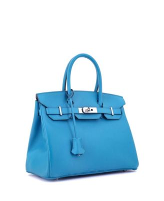 Birkin 30 Handbag Blue Epsom with Palladium Hardware