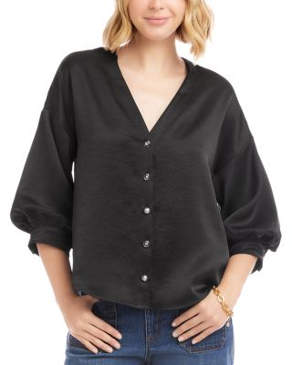 Lantern Sleeve Satin Shirt