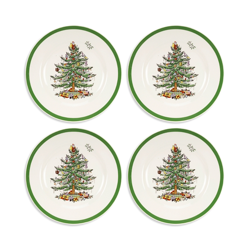 Spode Christmas Tree Salad Plates, Set Of 4 In Multi