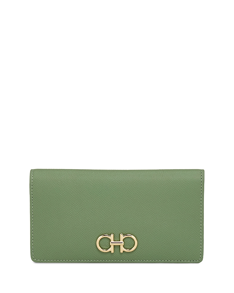 Ferragamo Gancini Leather Continental Wallet In Green