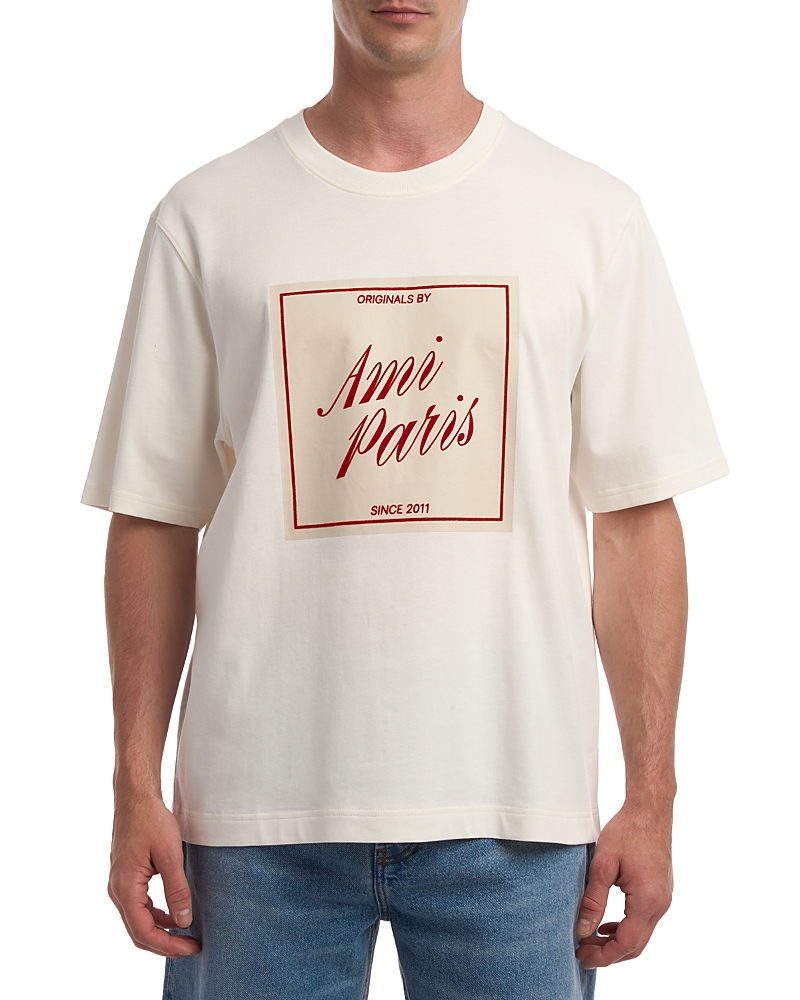 Ami Boxy Fit Short Sleeve Tee With Signature Print