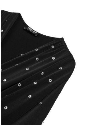  Embellished V-Neck Long Sleeve Top