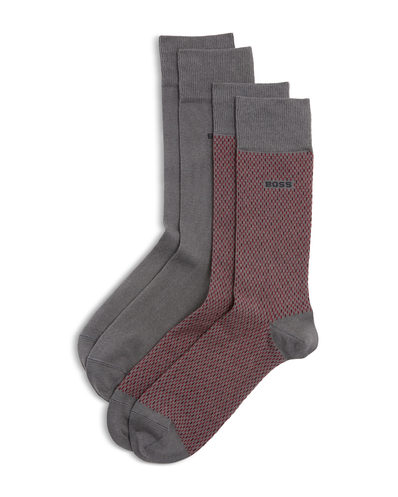 Hugo Boss Crew Socks, Pack Of Two In Gray