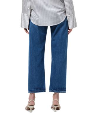 Faye Mid Rise Vintage Straight Leg Jeans in Azure Blue