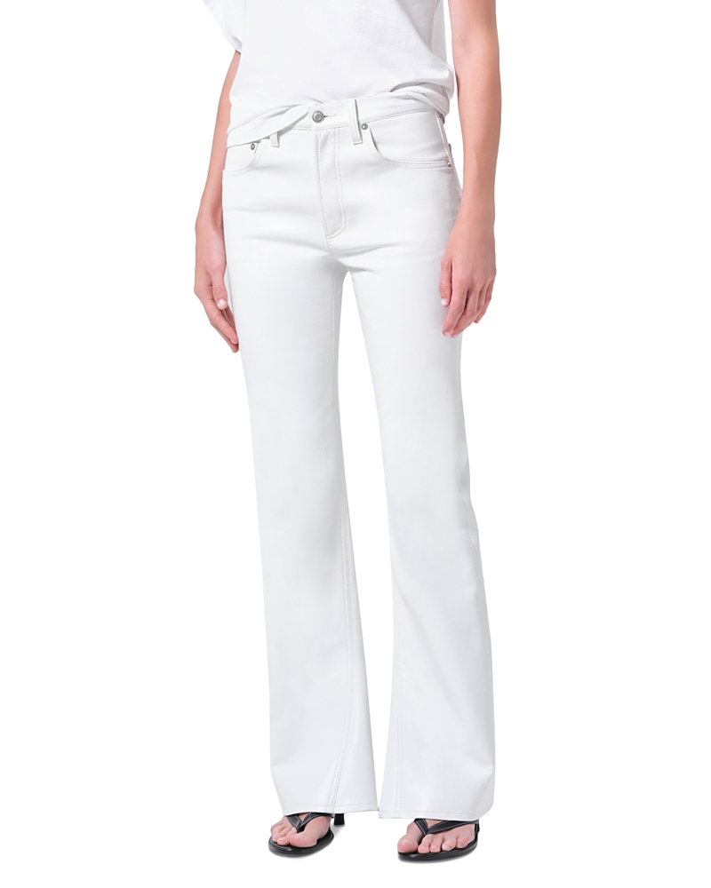 Agolde Mid Rise Leather Kick Bootcut Jeans in Collagen