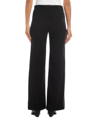 Contrast Piped Wide Leg Pants