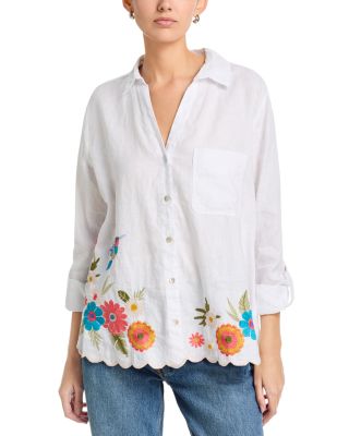 Embroidered Linen Blouse