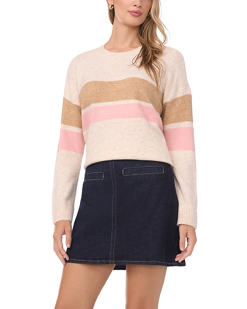 Vince Camuto Two Stripe Crewneck Sweater In Multi