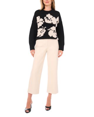 Flower Motif Crewneck Sweater