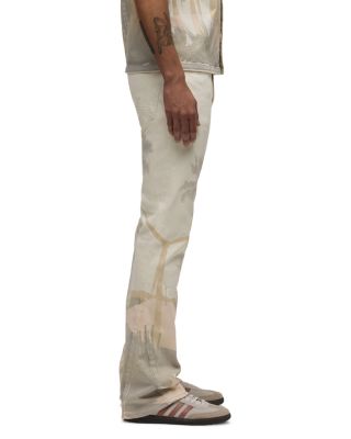 Walker Kick Flare Straight Fit Distressed Jeans in Natural Desert White