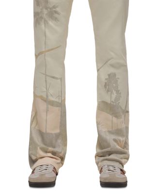 Walker Kick Flare Straight Fit Distressed Jeans in Natural Desert White