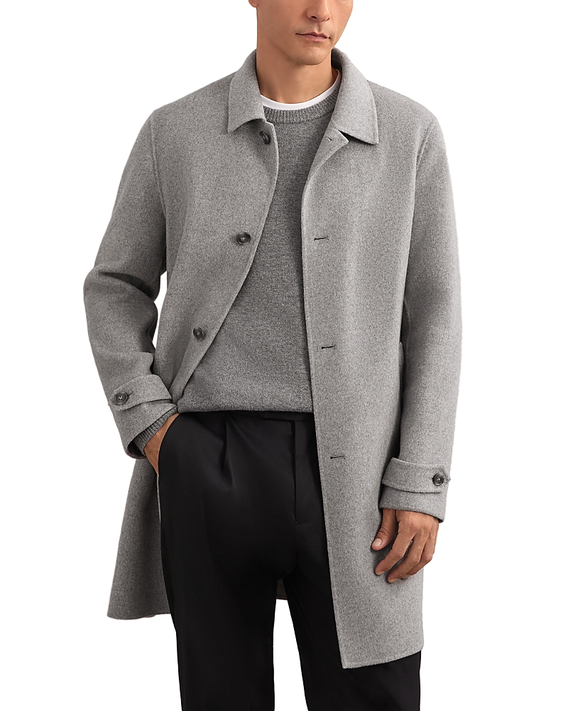 Reiss Wool Blend Overcoat In Gray