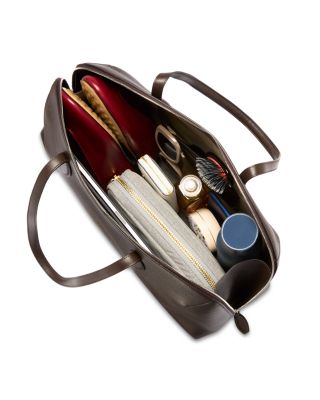 Large Grained-Leather Day Tote in Dark Brown