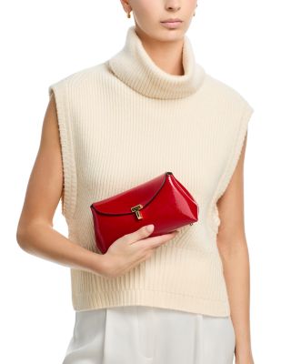 Mini T-Lock Glossy Naplack Leather Clutch