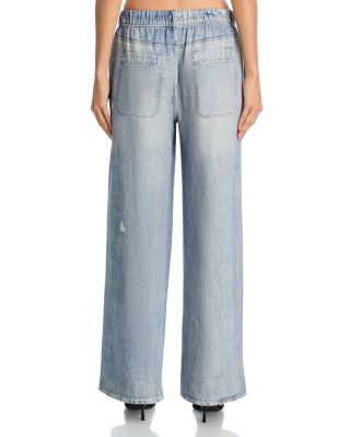 Mock Denim Wide Leg Pants
