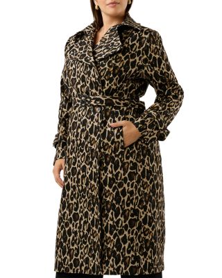 Shari Leopard Print Trench Coat