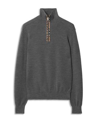 Cameron Check Trim Wool Half Zip Sweater