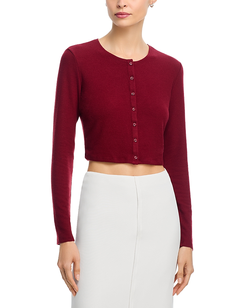 Leset Lauren Crewneck Cardigan In Red