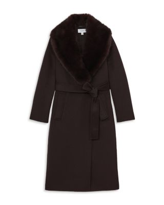 Faux Fur Collar Belted Coat