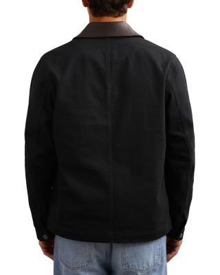 Leather Collar Denim Jacket