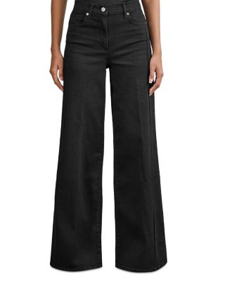 Reiss Petite Mid Rise Wide Leg Jeans In Black