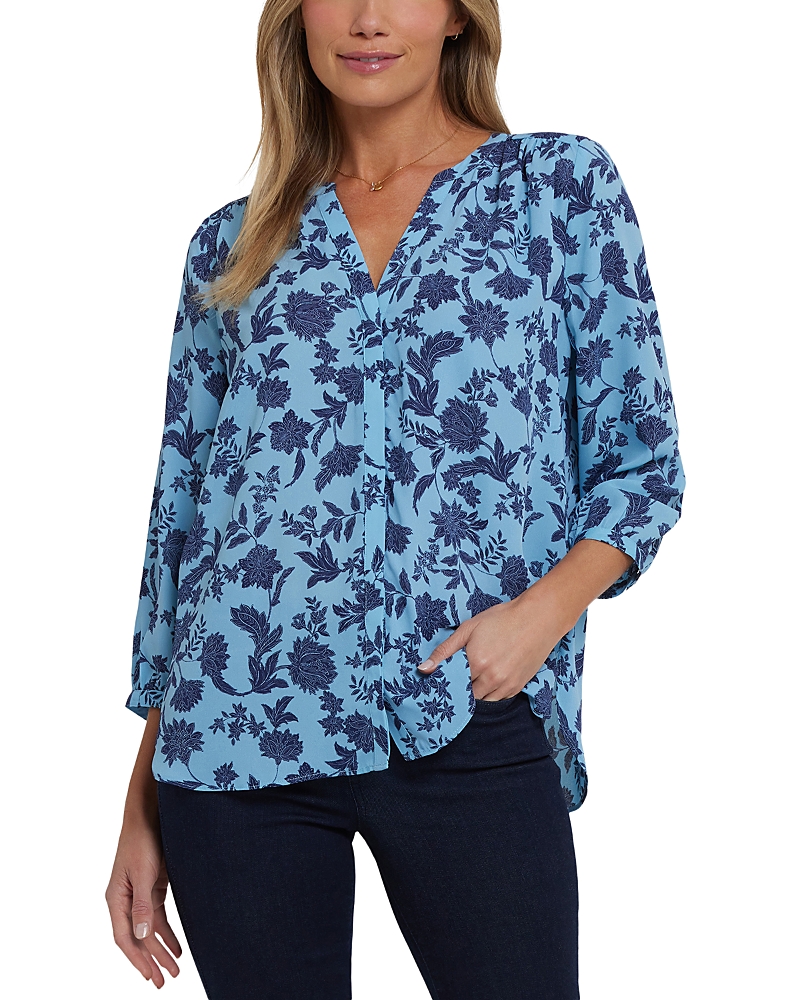 Nydj Pintuck Blouse In Blue