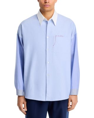 Contrast Collar Boxy Fit Casual Button Down Shirt